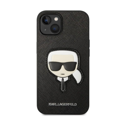 Karl Lagerfeld Saffiano Karl Head Patch Case, Schwarz - iPhone 14 Plus