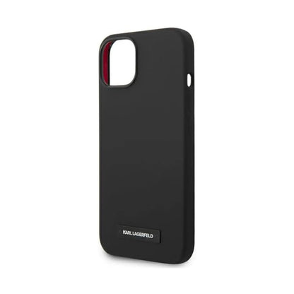 Karl Lagerfeld Silikon Plaque Case KLHMP14SSLMP1K, Schwarz - iPhone 15 / 14 / 13