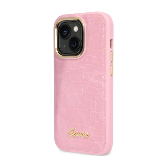 Guess GUHCP14SHGCRHP Croco Collection Case, Rosa – iPhone 14
