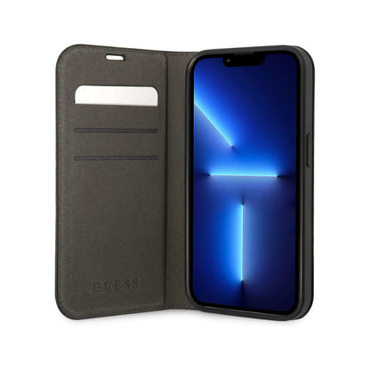 Guess 4G Metal Camera Outline Book Case, Schwarz – iPhone 14 Plus