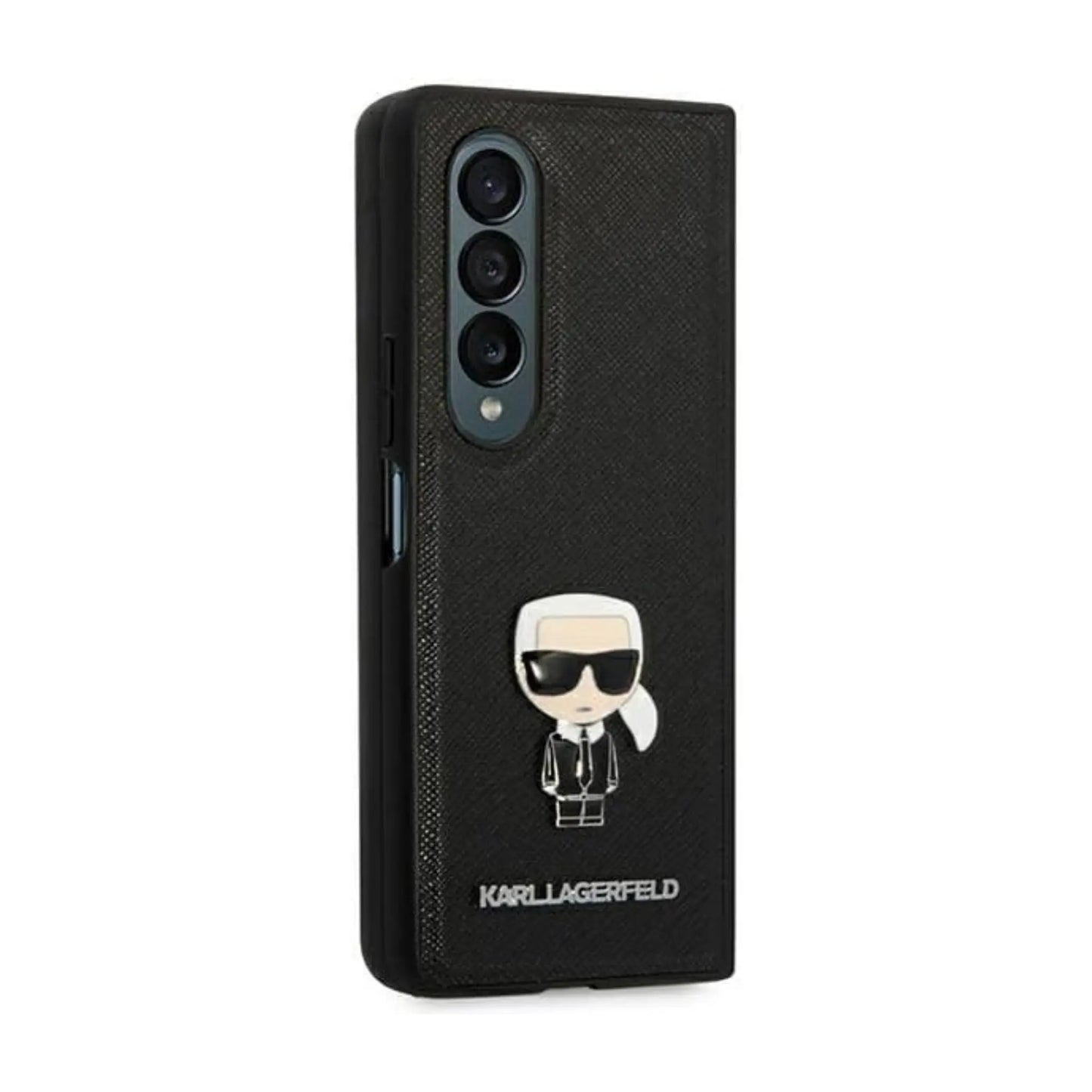 Karl Lagerfeld Saffiano Ikonik Metal Case KLHCZFD4IKMSBK, Schwarz - Samsung Galaxy Z Fold 4 F936