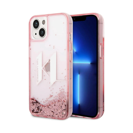 Karl Lagerfeld Liquid Glitter Big Logo Case, Pink - iPhone 14