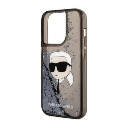 Karl Lagerfeld Liquid Glitter Karl’s Kopf Case, Schwarz - iPhone 14 Pro Max