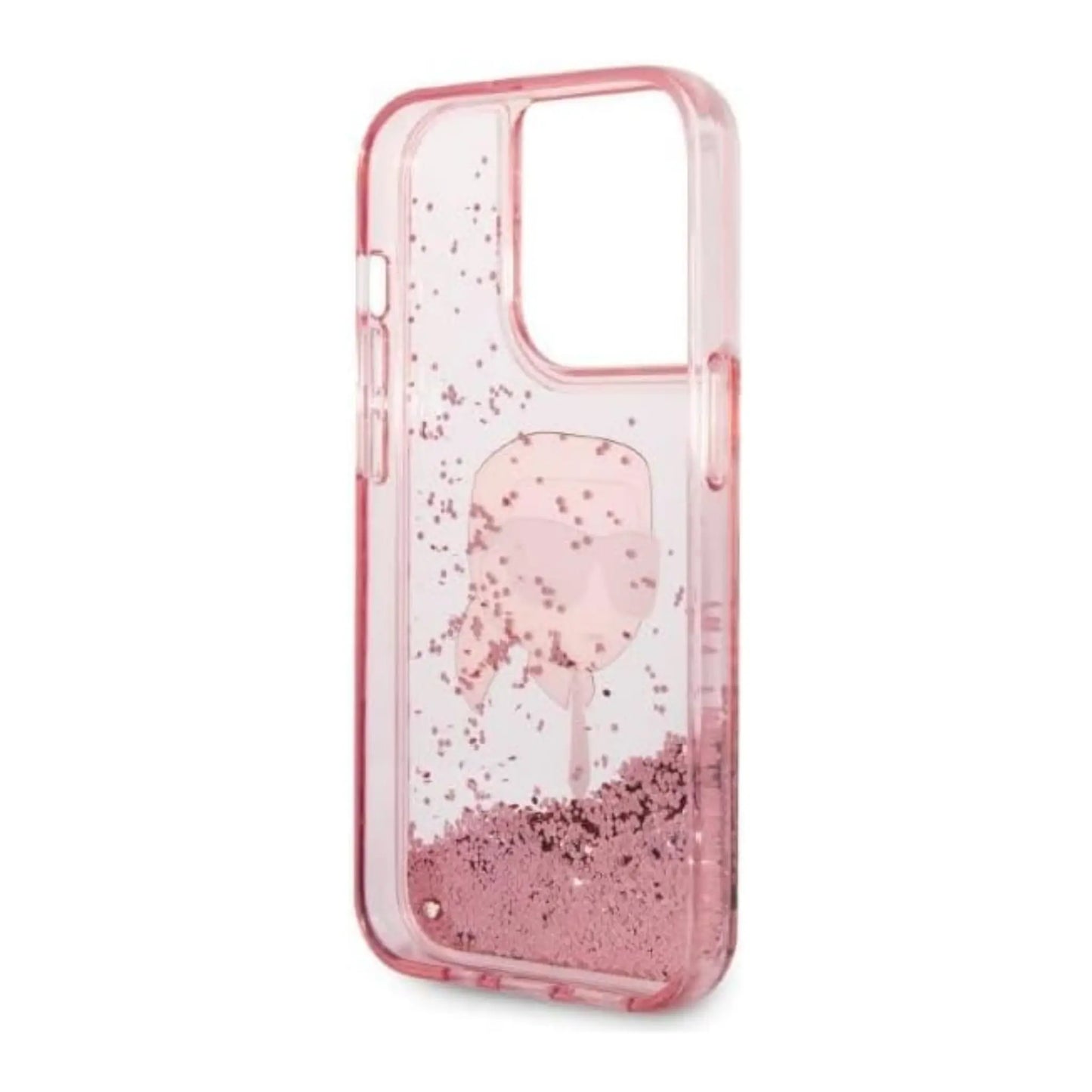 Karl Lagerfeld Liquid Glitter Karl’s Kopf Case, Pink - iPhone 14 Pro Max