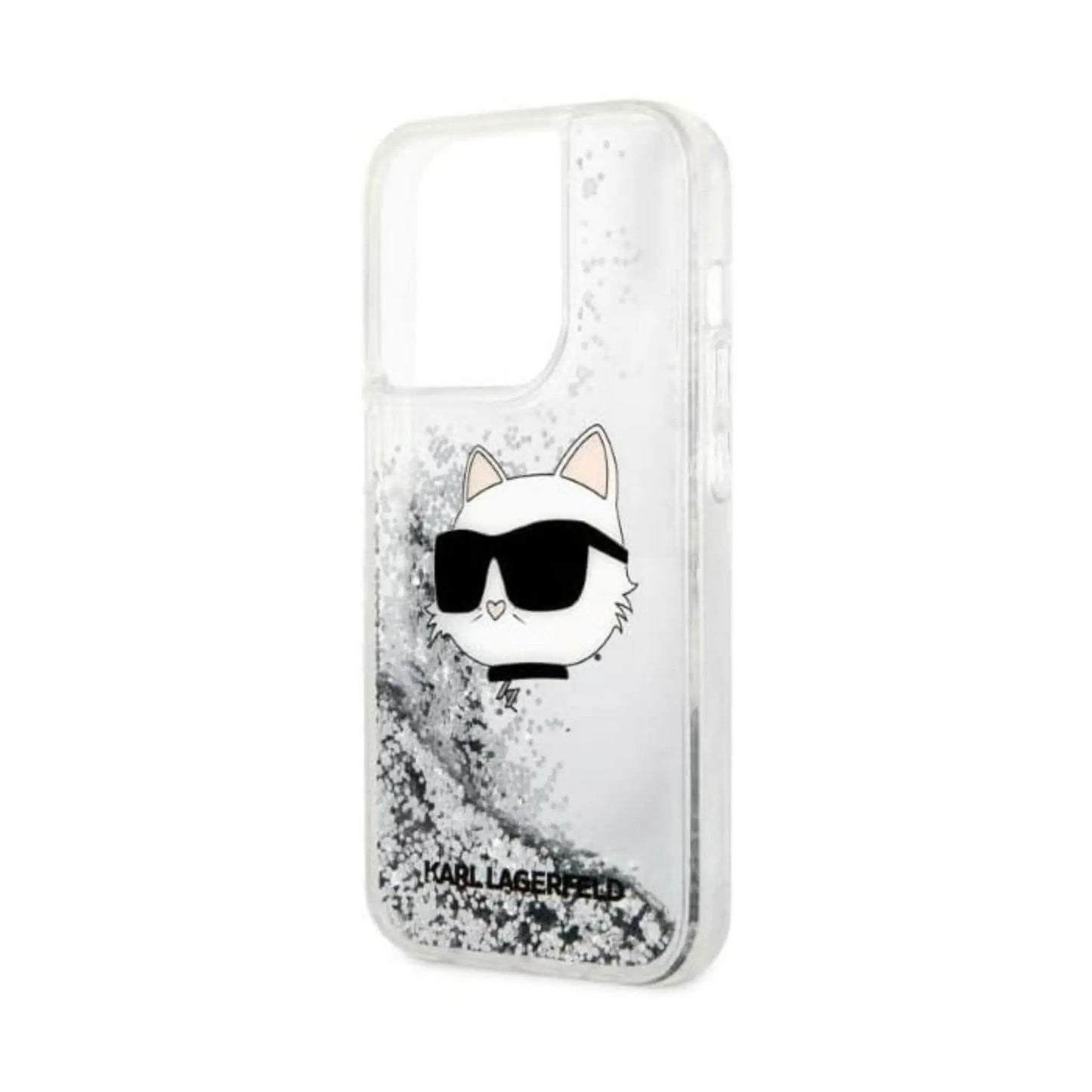 Karl Lagerfeld Hülle Liquid Glitter NFT Choupette Head Silber – iPhone 14 Pro Max