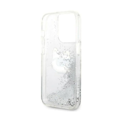 Karl Lagerfeld Hülle Liquid Glitter NFT Choupette Head Silber – iPhone 14 Pro Max
