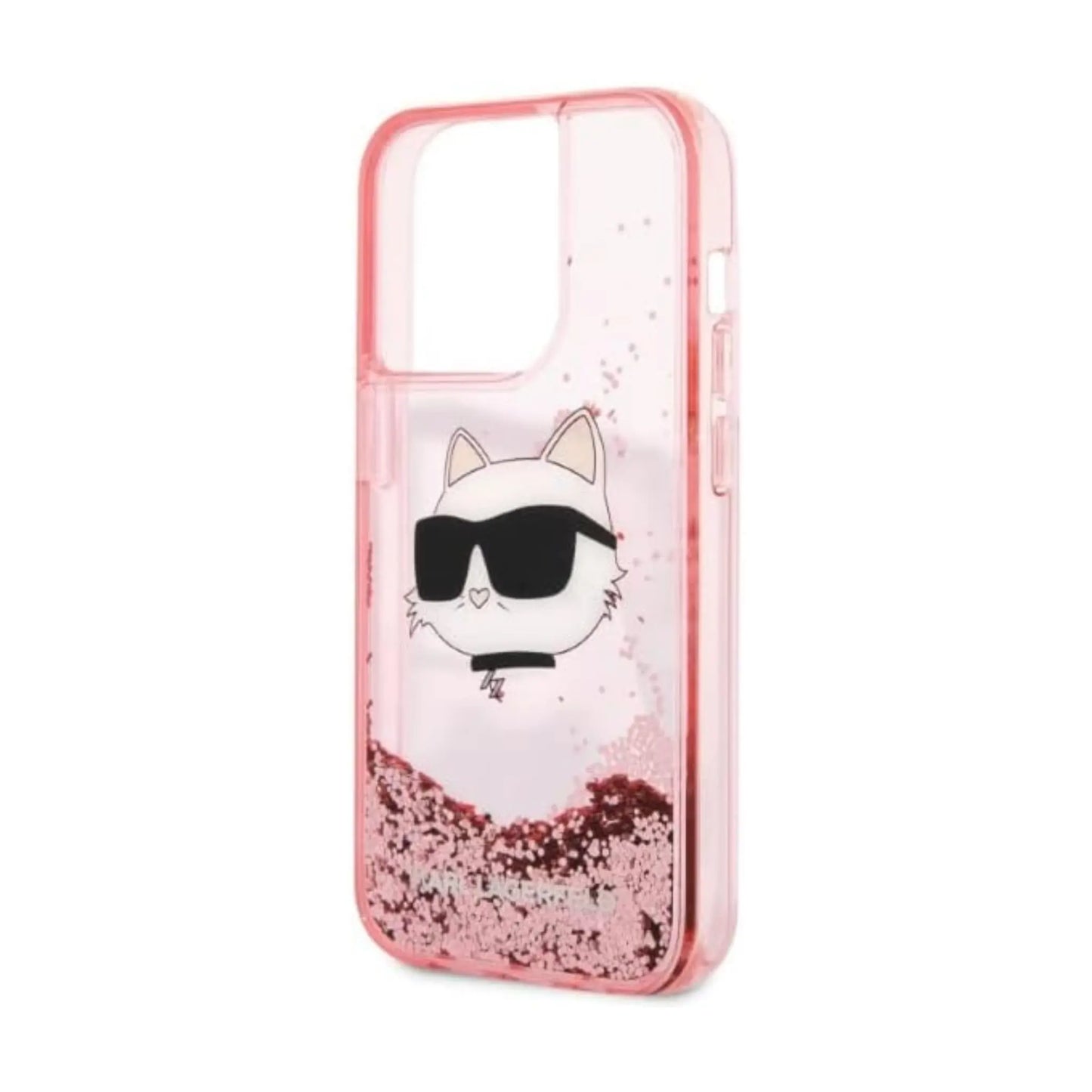 Karl Lagerfeld Liquid Glitter NFT Choupette Head Case, Pink - iPhone 14 Pro