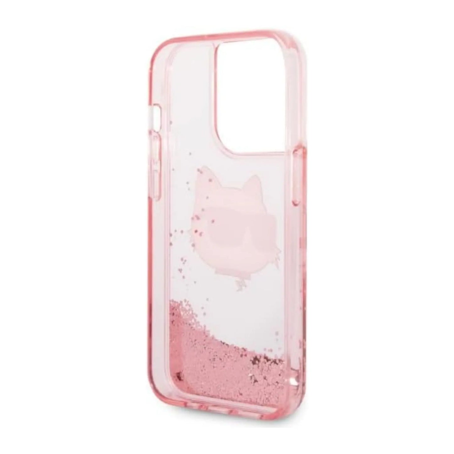 Karl Lagerfeld Liquid Glitter NFT Choupette Head Case, Pink - iPhone 14 Pro