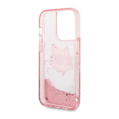 Karl Lagerfeld Liquid Glitter NFT Choupette Head Case, Pink - iPhone 14 Pro
