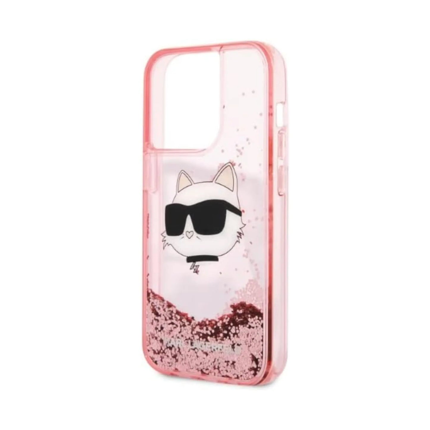 Karl Lagerfeld Hülle Liquid Glitter NFT Choupette Head Pink – iPhone 14 Pro Max