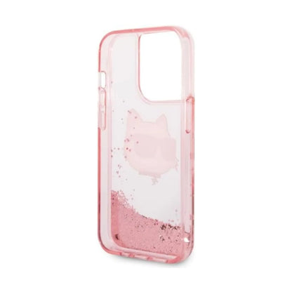 Karl Lagerfeld Hülle Liquid Glitter NFT Choupette Head Pink – iPhone 14 Pro Max