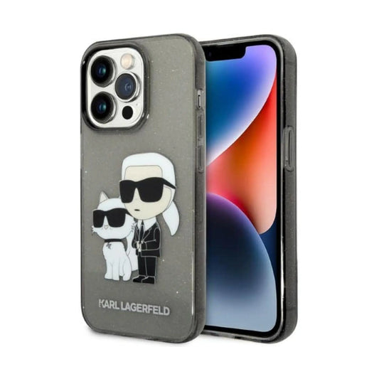 Karl Lagerfeld IML Glitter NFT Karl & Choupette Case, Schwarz - iPhone 14 Pro Max