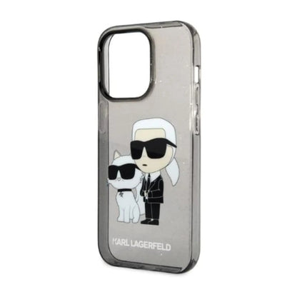 Karl Lagerfeld IML Glitter NFT Karl & Choupette Case, Schwarz - iPhone 14 Pro Max