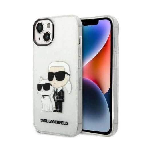 Karl Lagerfeld IML Glitter NFT Karl & Choupette Case, Transparent - iPhone 14 Plus
