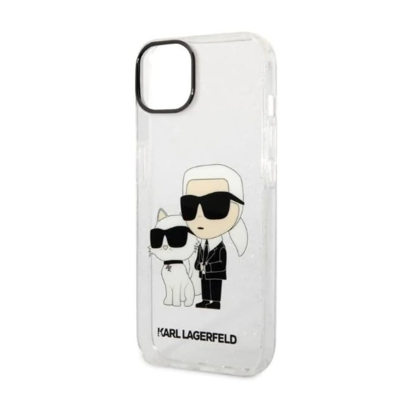 Karl Lagerfeld IML Glitter NFT Karl & Choupette Case, Transparent - iPhone 14 Plus