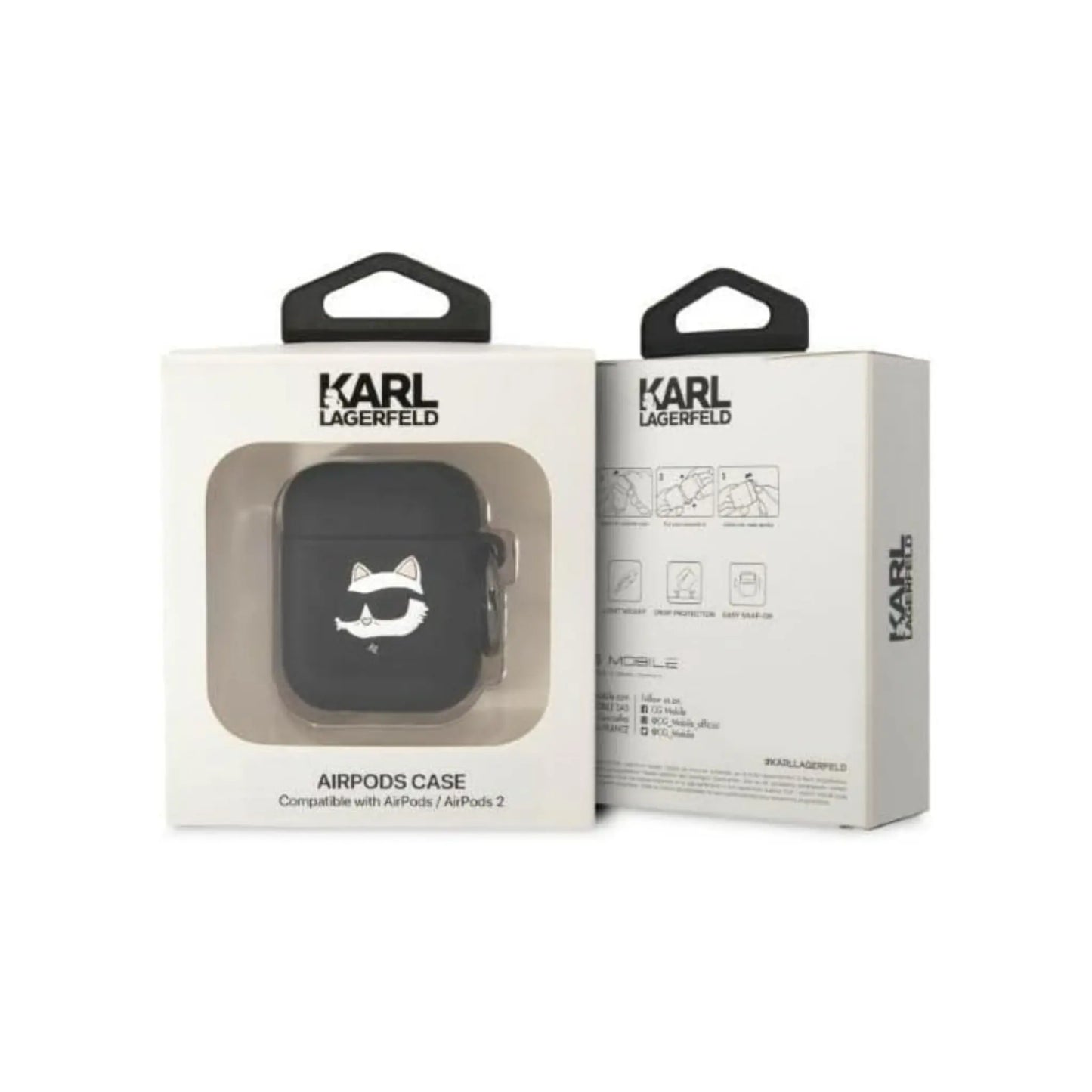 Karl Lagerfeld Silikon NFT Choupette Kopf 3D Case, Schwarz - AirPods 1/2 Gen