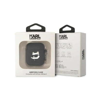 Karl Lagerfeld Silikon NFT Choupette Kopf 3D Case, Schwarz - AirPods 1/2 Gen