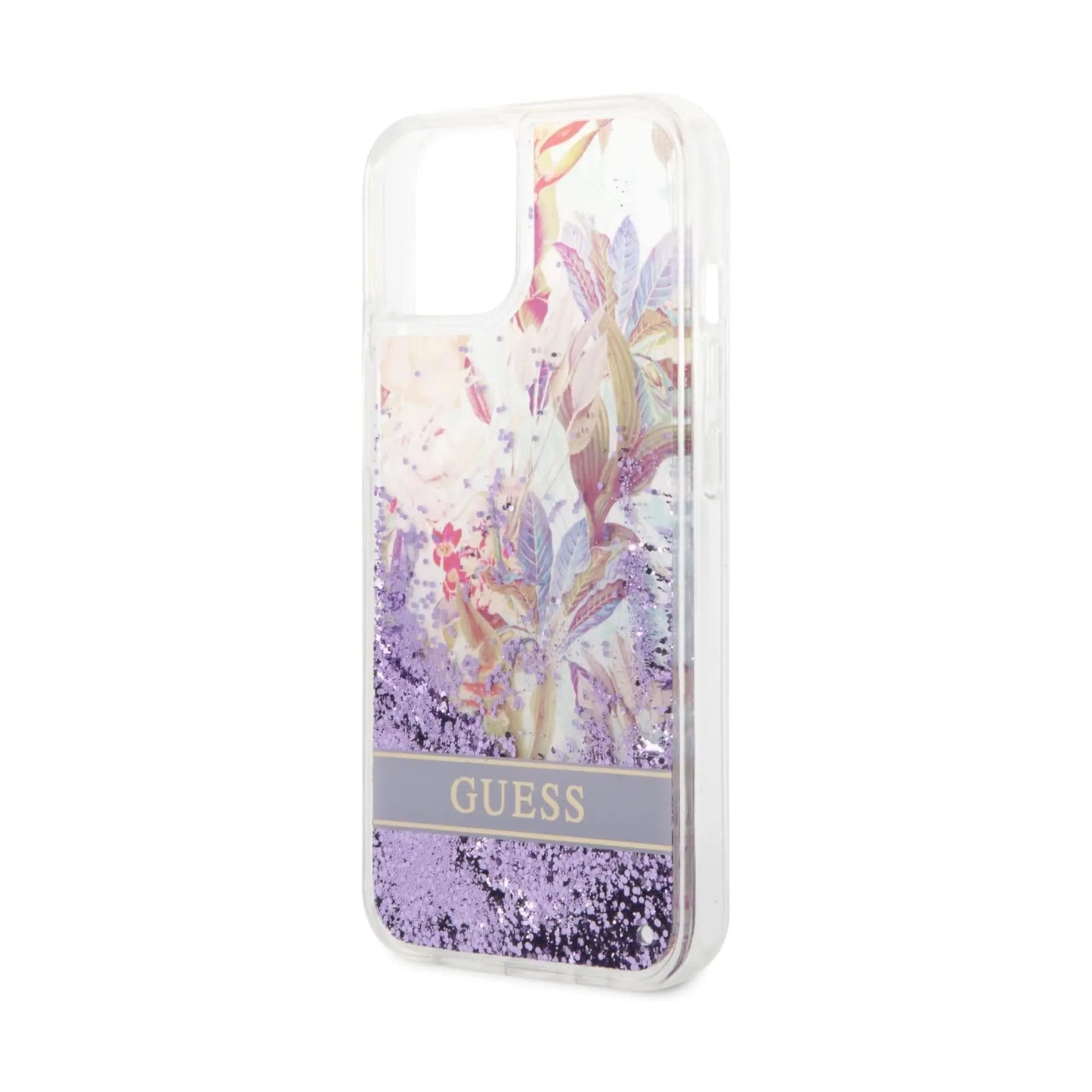Guess GUHCP14MLFLSU Liquid Flower Glitter Case, Lila – iPhone 14 Plus