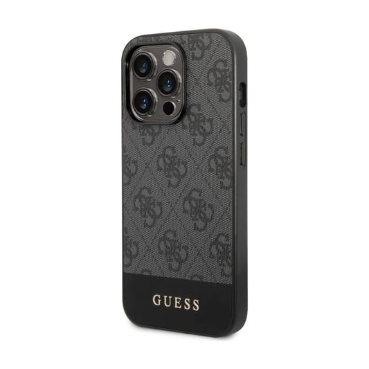Guess Hülle 4G Bottom Stripe Metal Logo Grau – iPhone 14 Pro Max