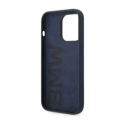 BMW iPhone 14 Pro Hülle, Navy Blue – Liquid Silicone Metal Logo