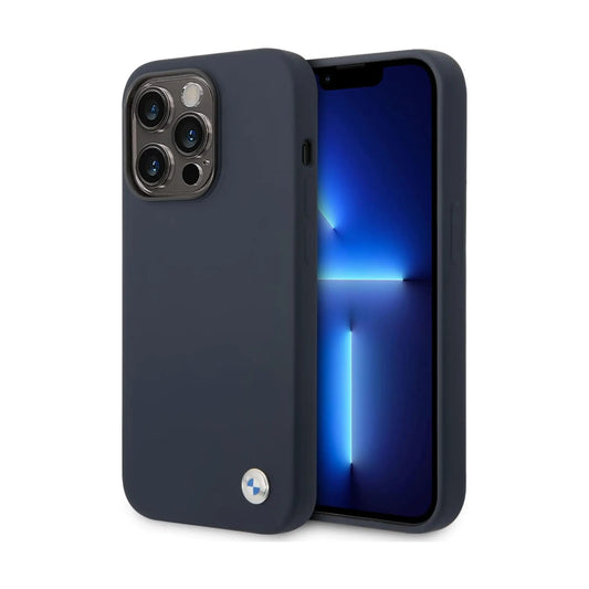 BMW iPhone 14 Pro Max Hülle, Navy Blue – Liquid Silicone Metal Logo