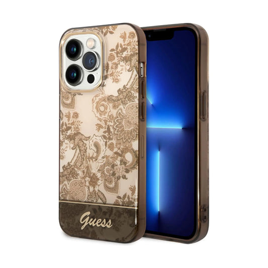 Guess GUHCP14XHGPLHC Hülle Hardcase Porcelain Brown - iPhone 14 Pro Max