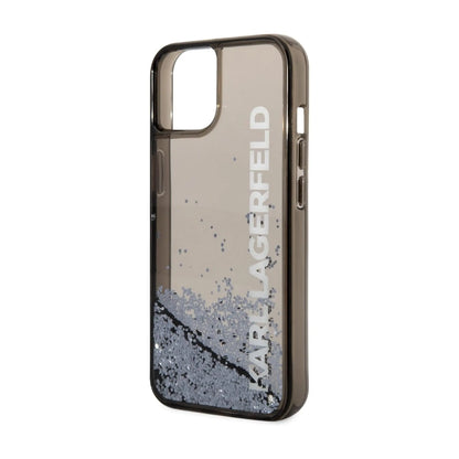 Karl Lagerfeld Liquid Glitter Elongated Logo Case, Schwarz - iPhone 14 Plus