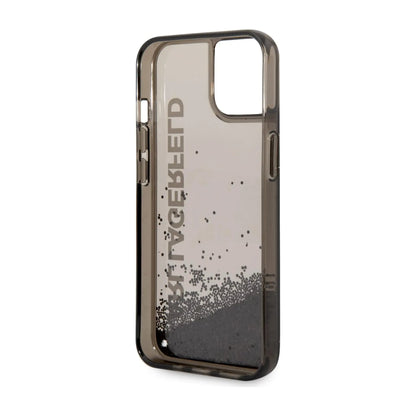 Karl Lagerfeld Liquid Glitter Elongated Logo Case, Schwarz - iPhone 14 Plus