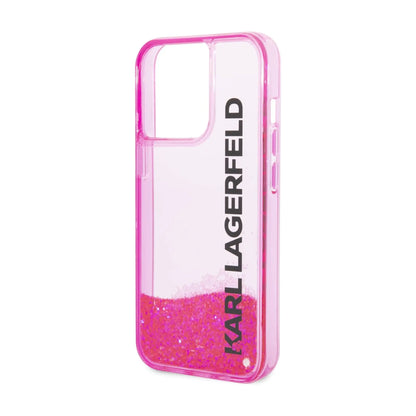 Karl Lagerfeld Liquid Glitter Elongated Logo Case, Pink - iPhone 14 Pro Max