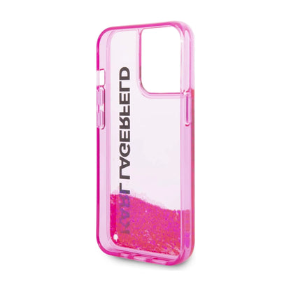 Karl Lagerfeld Liquid Glitter Elongated Logo Case, Pink - iPhone 14 Pro Max