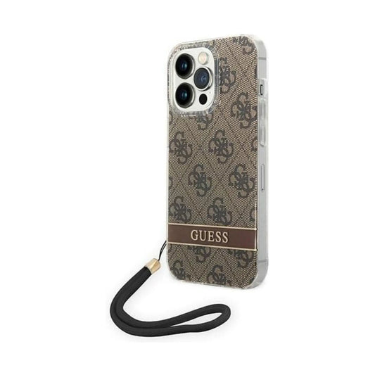Guess GUOHCP14LH4STW 4G Print Strap Case, Braun – iPhone 14 Pro