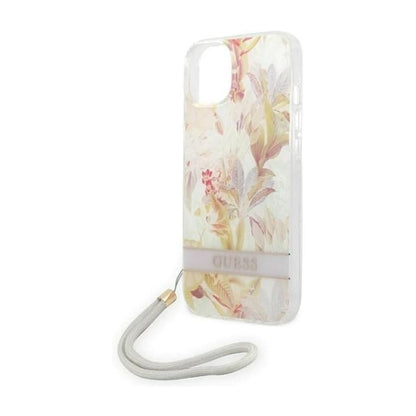 Guess Hülle GUOHCP14SHFLSU Flower Strap Hardcase Lila – iPhone 14