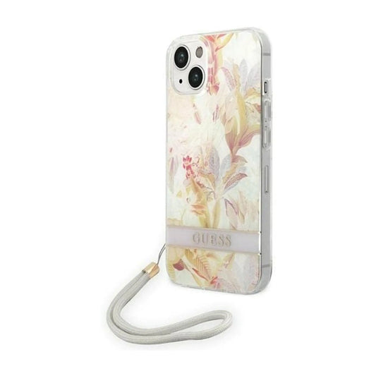 Guess GUOHCP14MHFLSU Flower Strap Case, Lila – iPhone 14 Plus