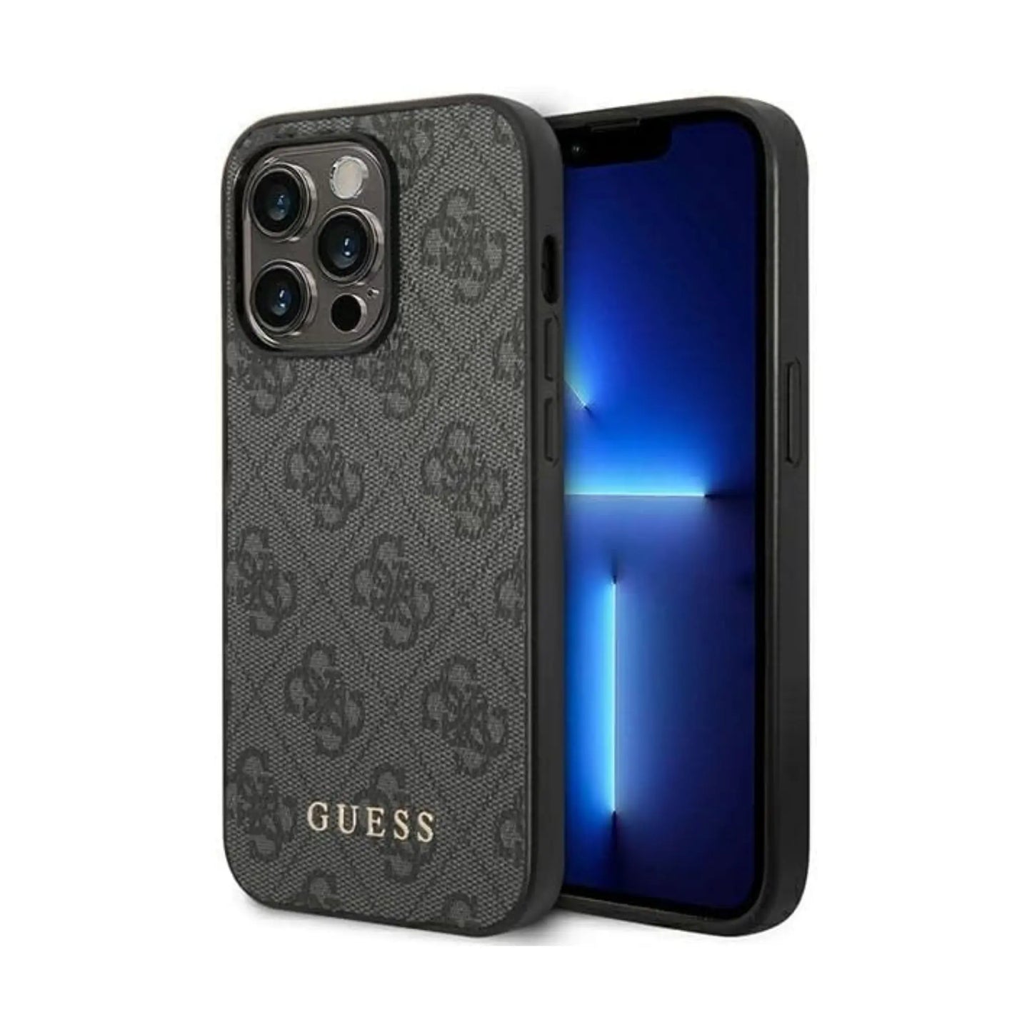 Guess 4G Metall Gold Logo Hülle Grau – iPhone 14 Pro Max