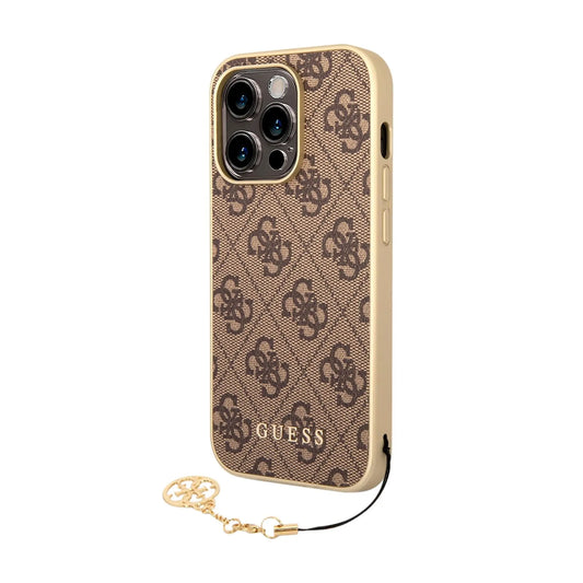 Guess 4G Charms Hülle Braun Gold – iPhone 14 Pro
