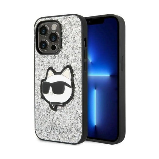 Karl Lagerfeld NFT Glitter Choupette Patch Case, Silber - iPhone 14 Pro Max