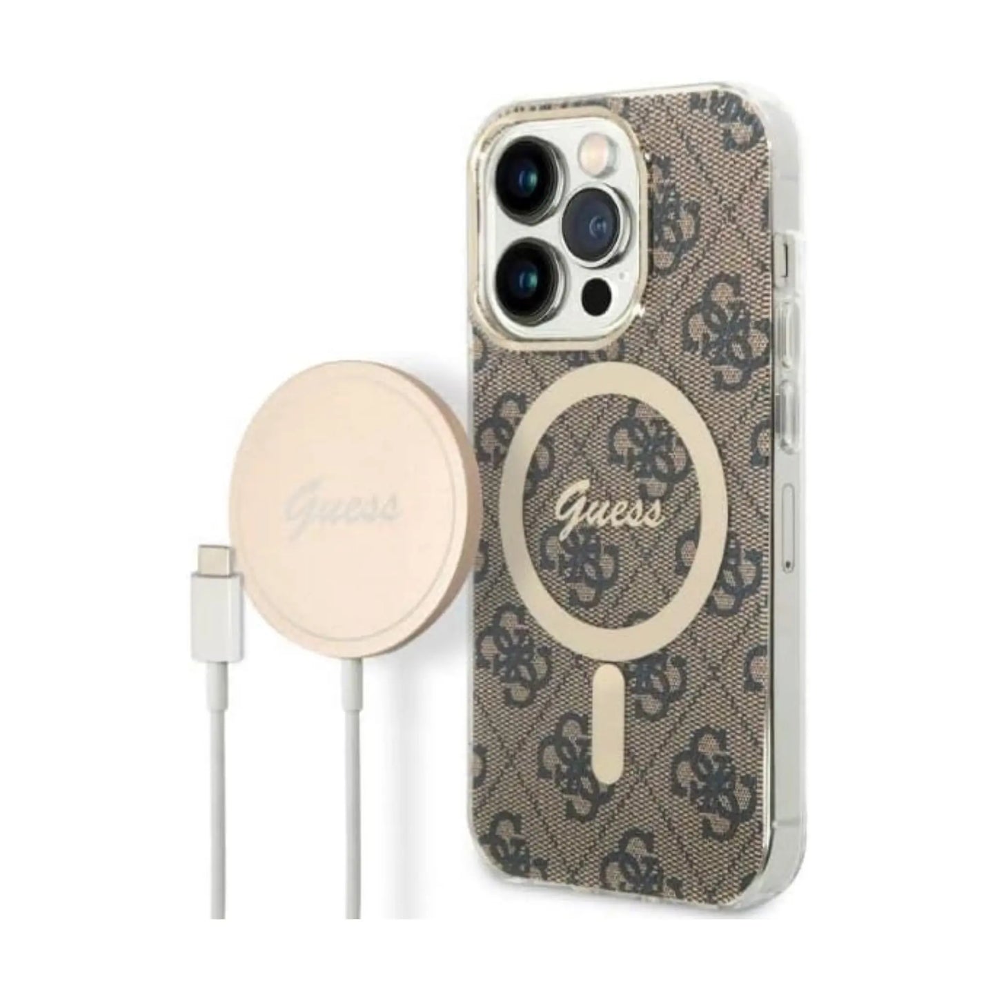 Guess Bundle Pack MagSafe 4G Braun-Gold - iPhone 14 Pro Max