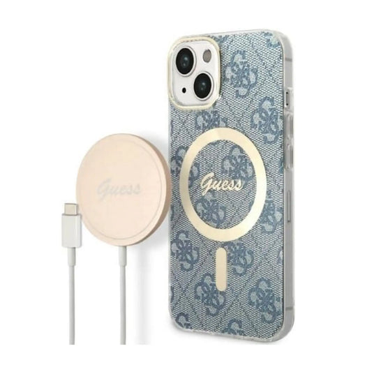 Guess Bundle Pack Hülle 4G Für Magsafe Blau Gold - iPhone 14