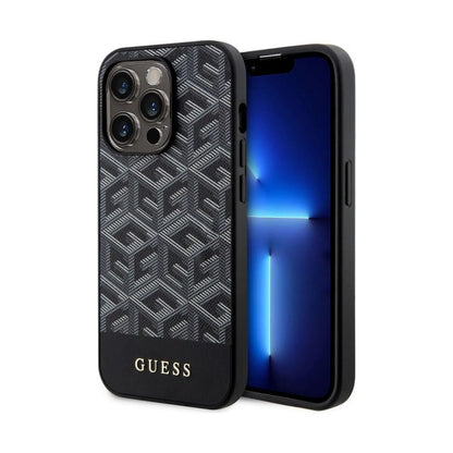 Guess GCube Stripes Hülle Schwarz für Magsafe – iPhone 14 Pro
