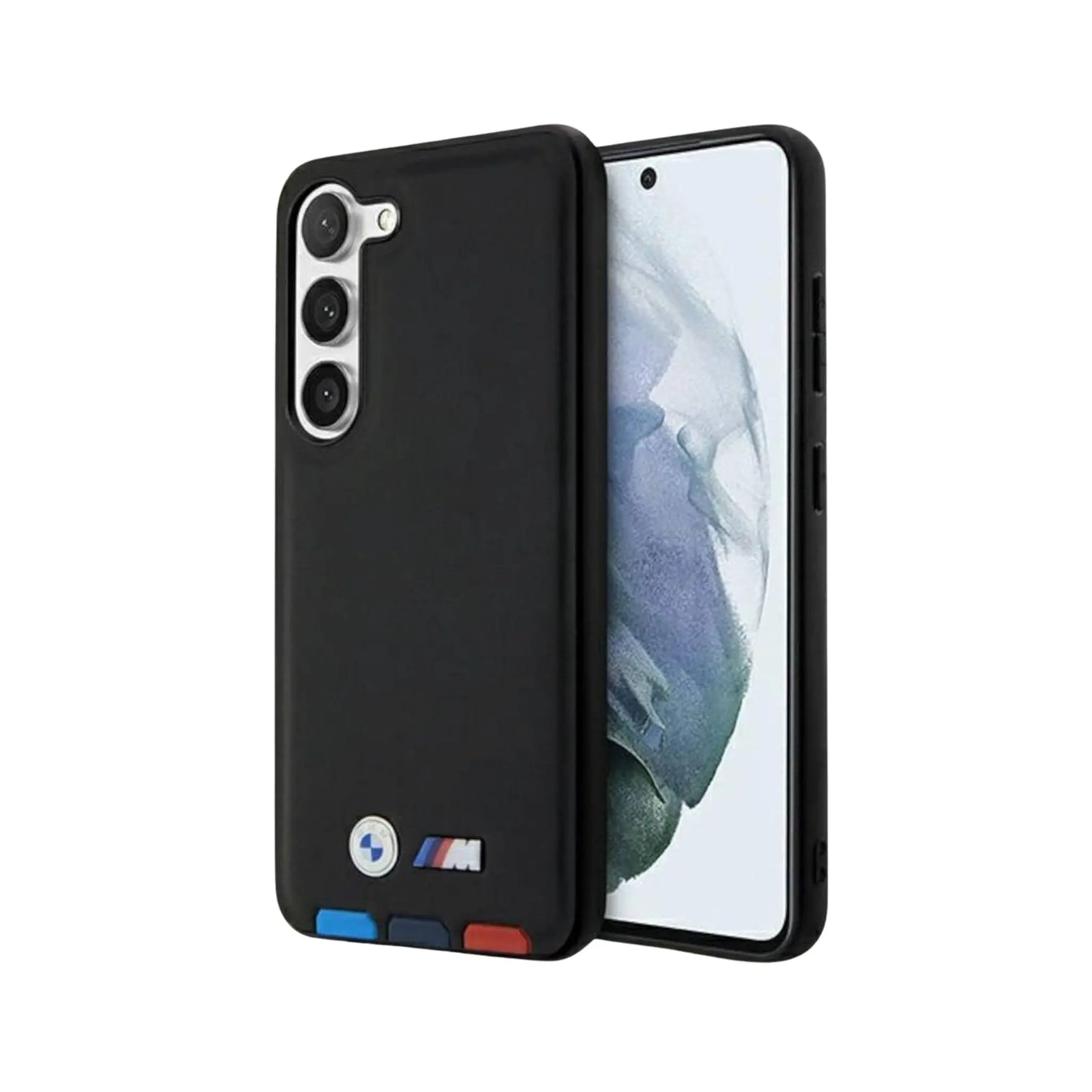 BMW Galaxy S23 Hülle BMHCS23S22PTDK, Schwarz – Lederstempel Tricolor