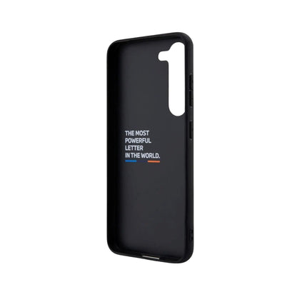 BMW Galaxy S23 Hülle BMHCS23S22PTDK, Schwarz – Lederstempel Tricolor