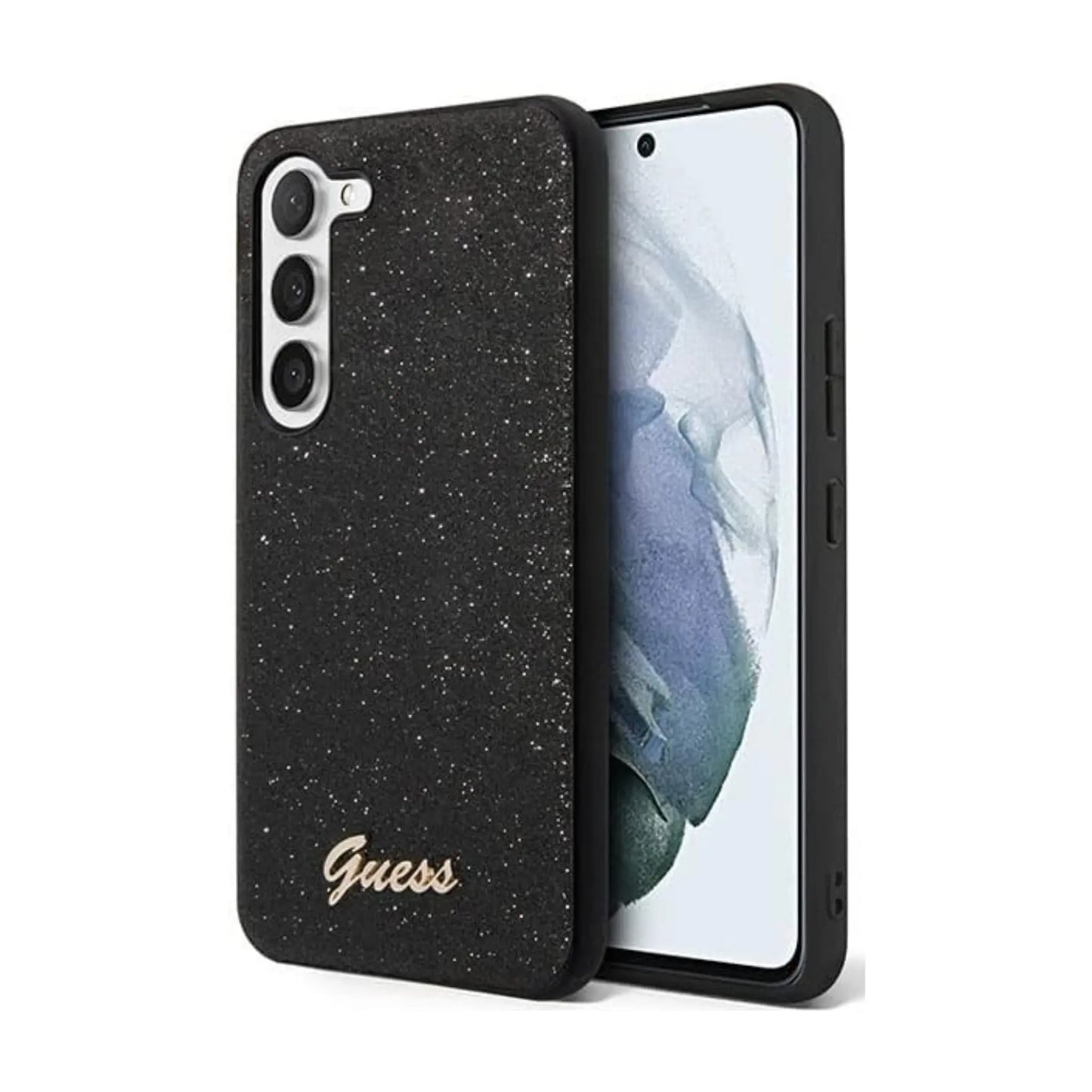 Guess Hülle GUHCS23SHGGSHK Glitter Script Logo Schwarz – Galaxy S23