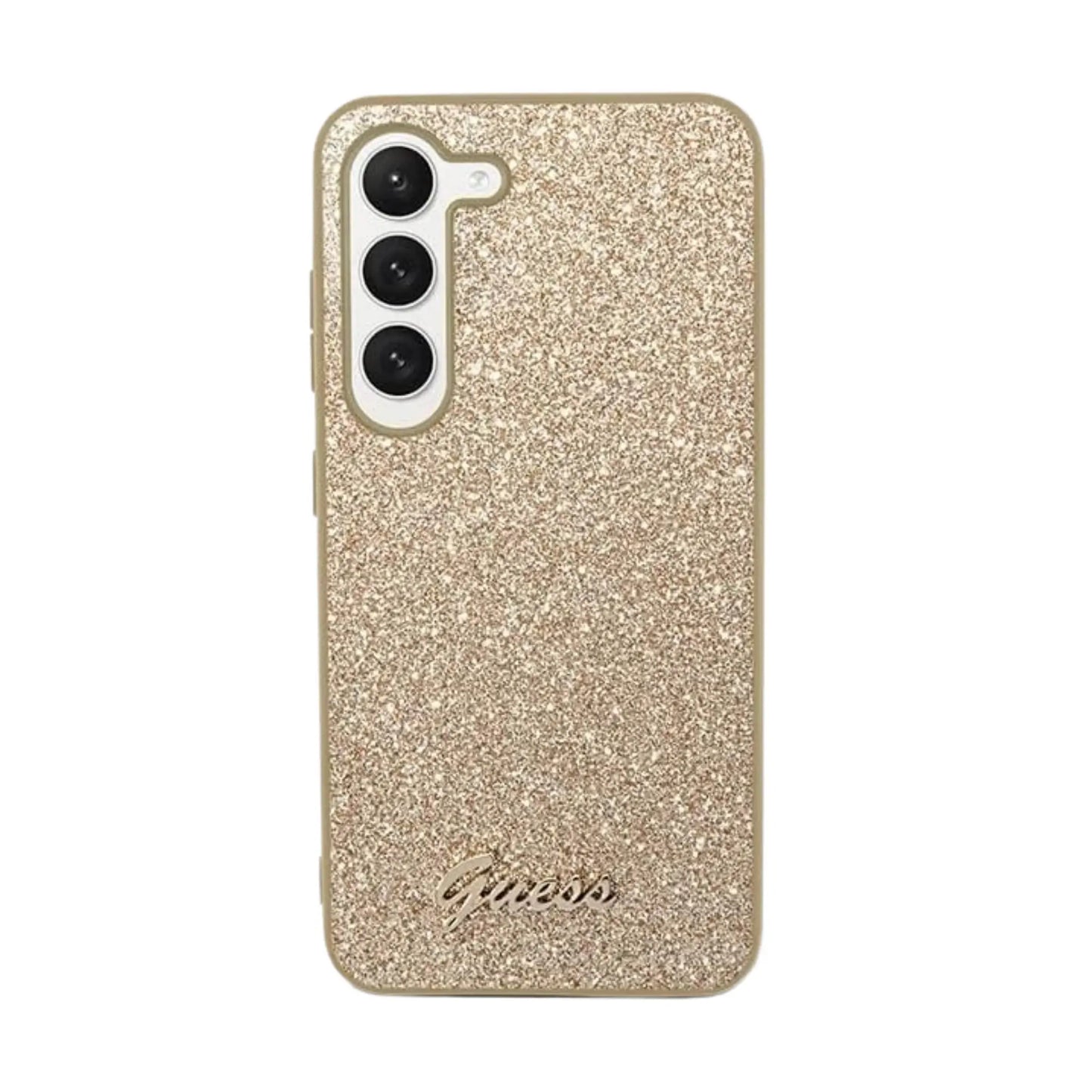 Guess Glitter Script TPU Hülle Gold – Samsung Galaxy S23