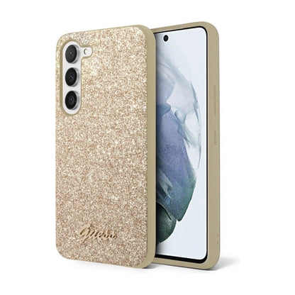 Guess Hülle Glitter Flakes Metal Logo Gold – Galaxy S23+