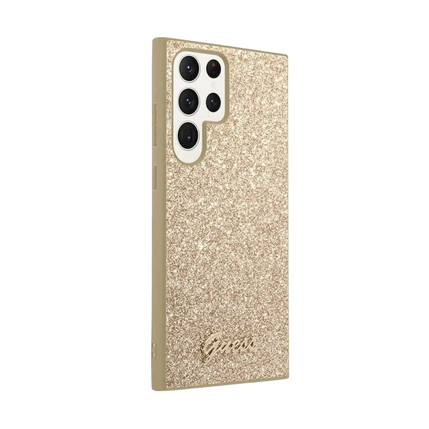 Guess Hülle Glitter Flakes Metal Logo Gold – Galaxy S23 Ultra