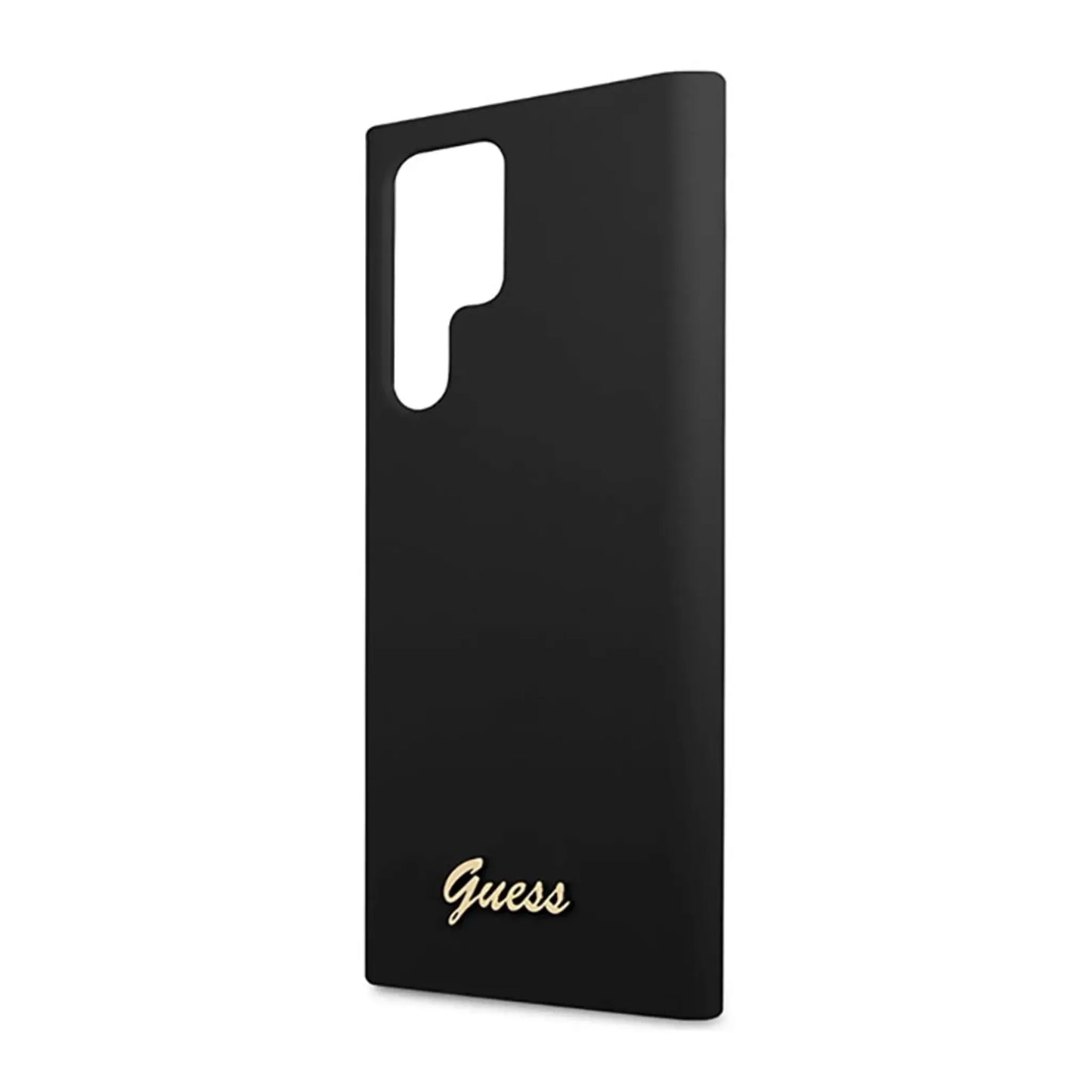 Guess Liquid Silicone Metal Logo Case Negru, Schwarz – Galaxy S23 Ultra