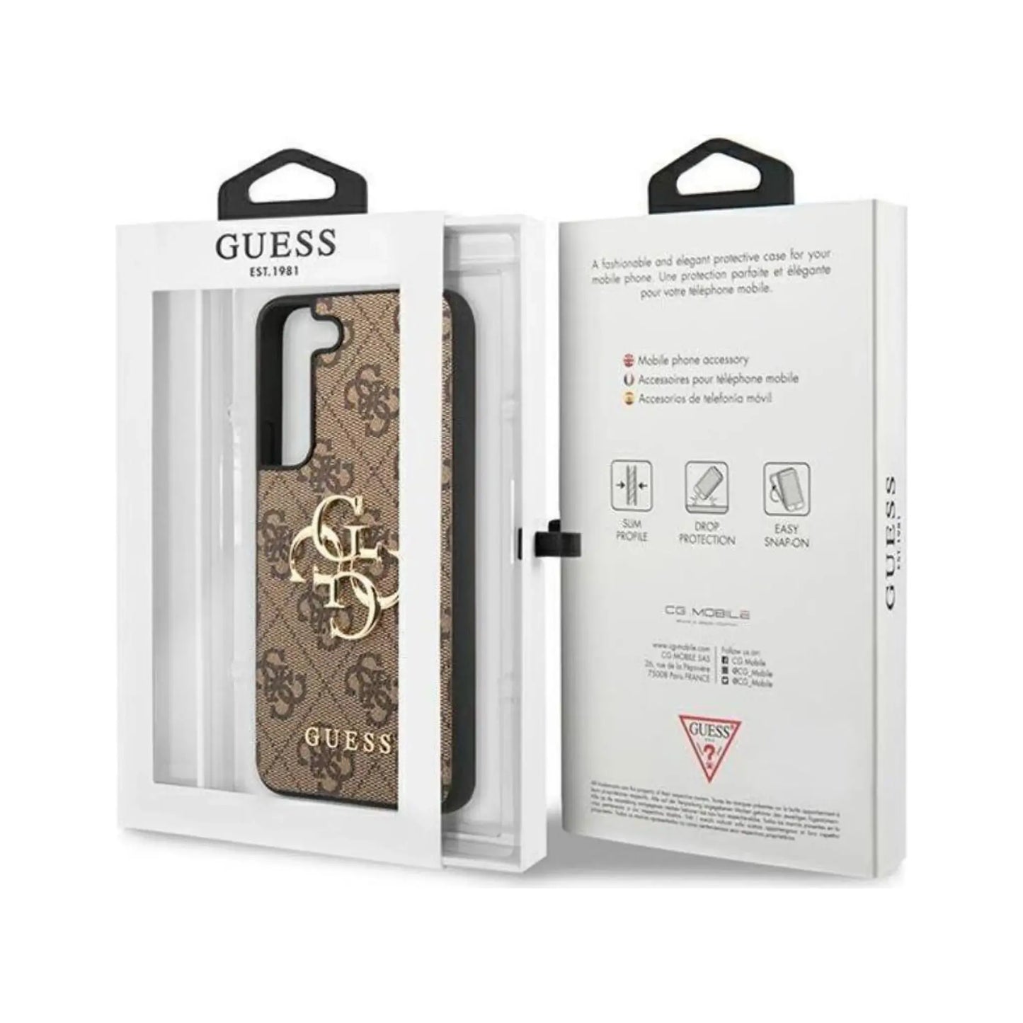Guess Hülle Polyurethan 4G Metal Logo Braun – Galaxy S23