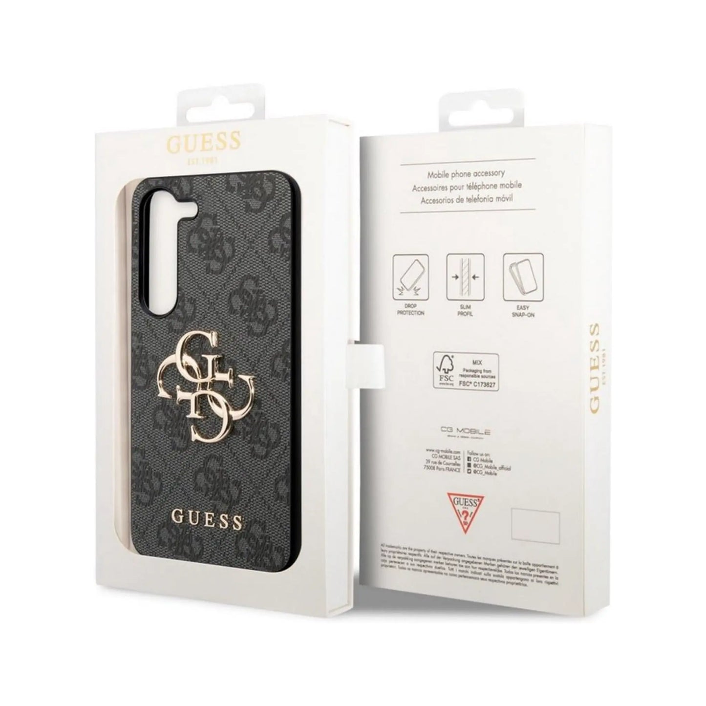 Guess Galaxy S23 Plus Hülle, Grau – 4G Big Metal Logo