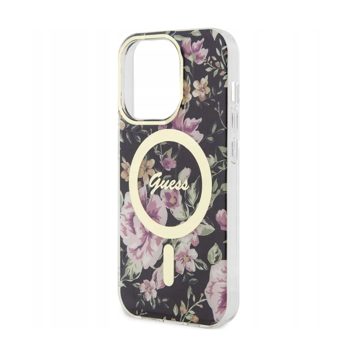 Guess Hülle Flower MagSafe Schwarz - iPhone 14 Pro