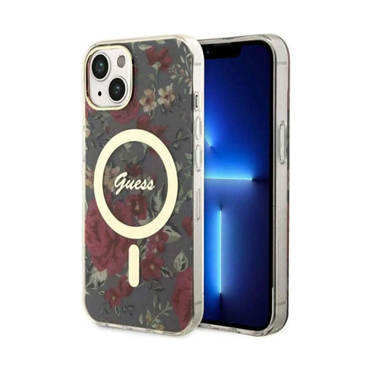 Guess Flower Hülle Grün für Magsafe – iPhone 14
